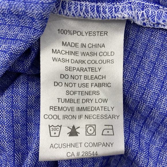 Footjoy Men's Medium Blue White Plaid 3 Button Short Sleeve Golf Polo - Picture 5 of 5